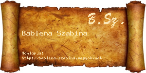 Bablena Szabina névjegykártya